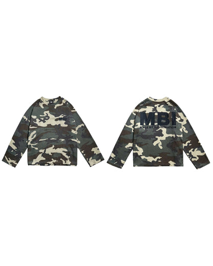 SIGNATURE LOGO RAGLAN LONGSLEEVE - Waffle Green Camo