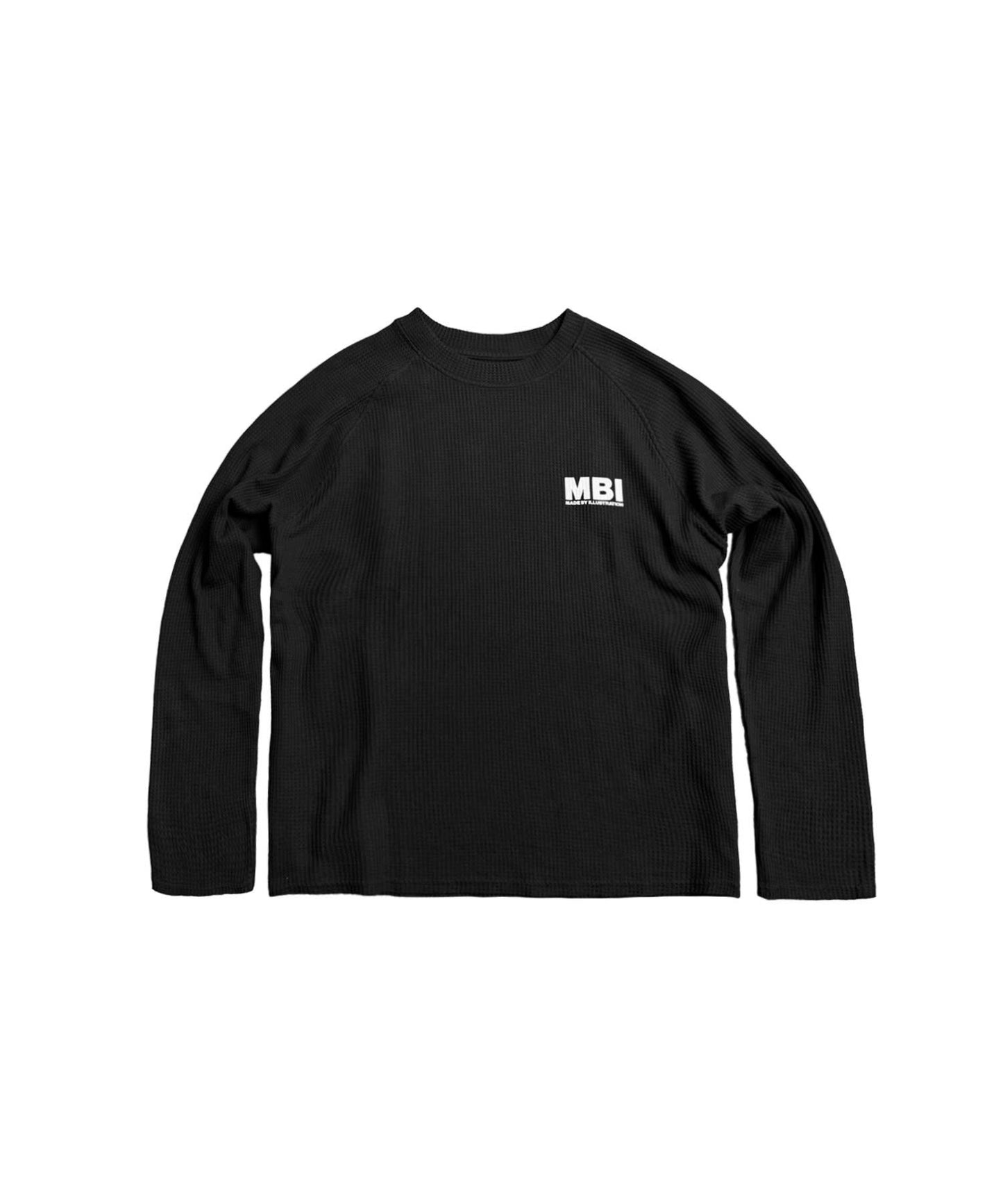 SIGNATURE LOGO RAGLAN LONGSLEEVE - WAFFLE BLACK