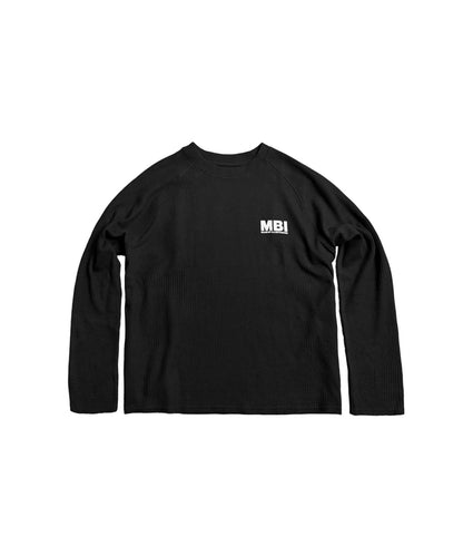 SIGNATURE LOGO RAGLAN LONGSLEEVE - WAFFLE BLACK