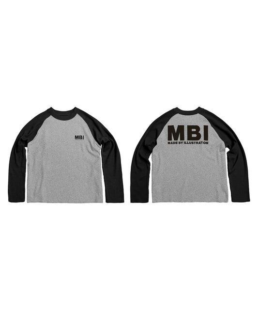 SIGNATURE LOGO RAGLAN LONGSLEEVE - WAFFLE BLACK GRAY