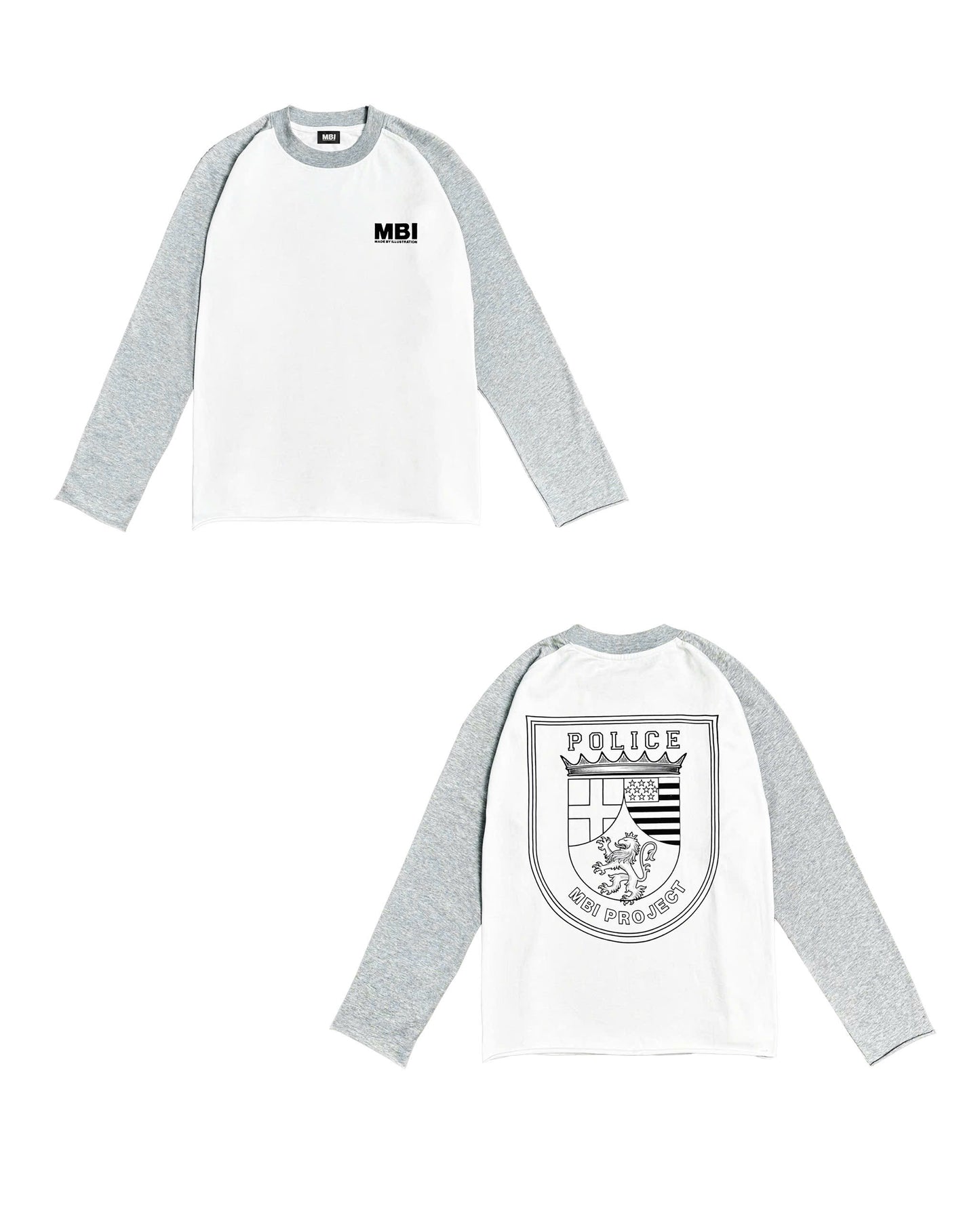 POLICE LOGO RAGLAN LONGSLEEVE - GRAY