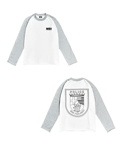 POLICE LOGO RAGLAN LONGSLEEVE - GRAY