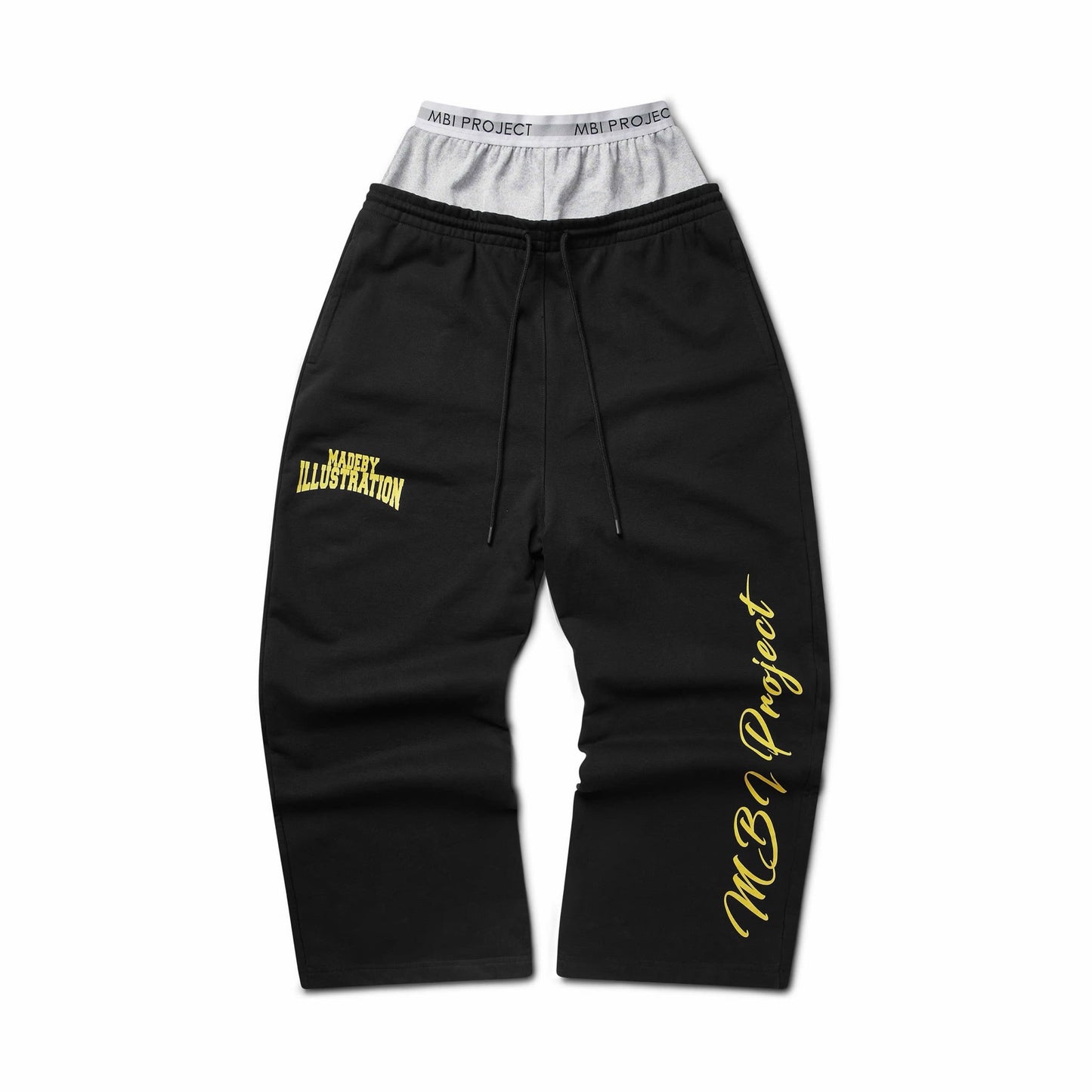 DOUBLE WAISTED SWEATPANTS - BLACK