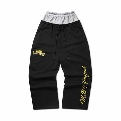 DOUBLE WAISTED SWEATPANTS - BLACK