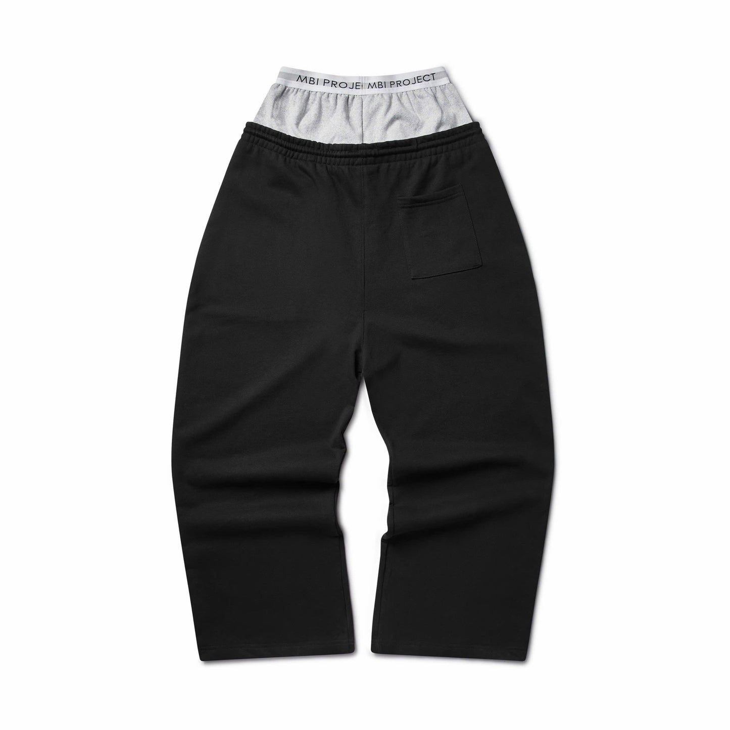 DOUBLE WAISTED SWEATPANTS - BLACK